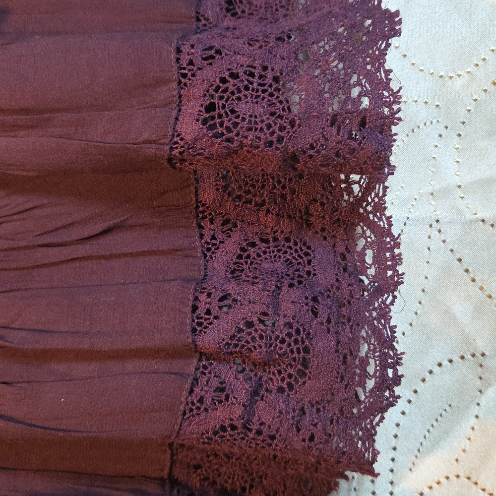 Free People Deep Purple Top with Lace Detail,sz M. - Picture 3 of 9